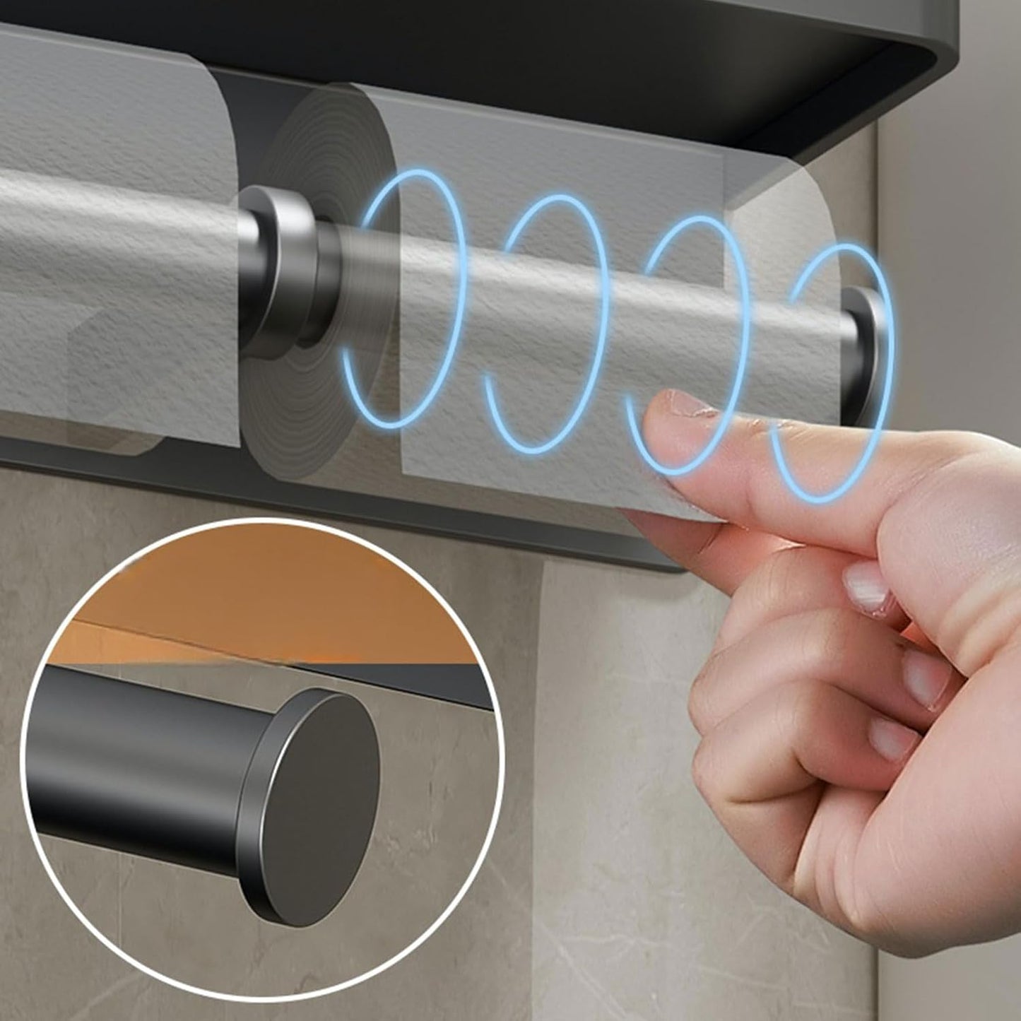 CoralBond Toilet Paper Roll Holder Grey Shelf Wall Mount Bathroom Kitchen RV VB015