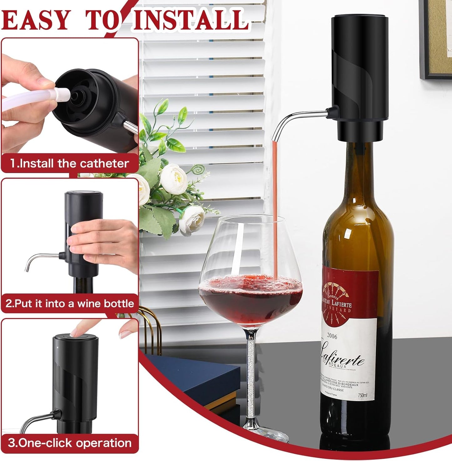 CoralBond Automatic Electric Bottle Wine Aerator Decanter Pourer Dispenser USB Rechargeable VB024