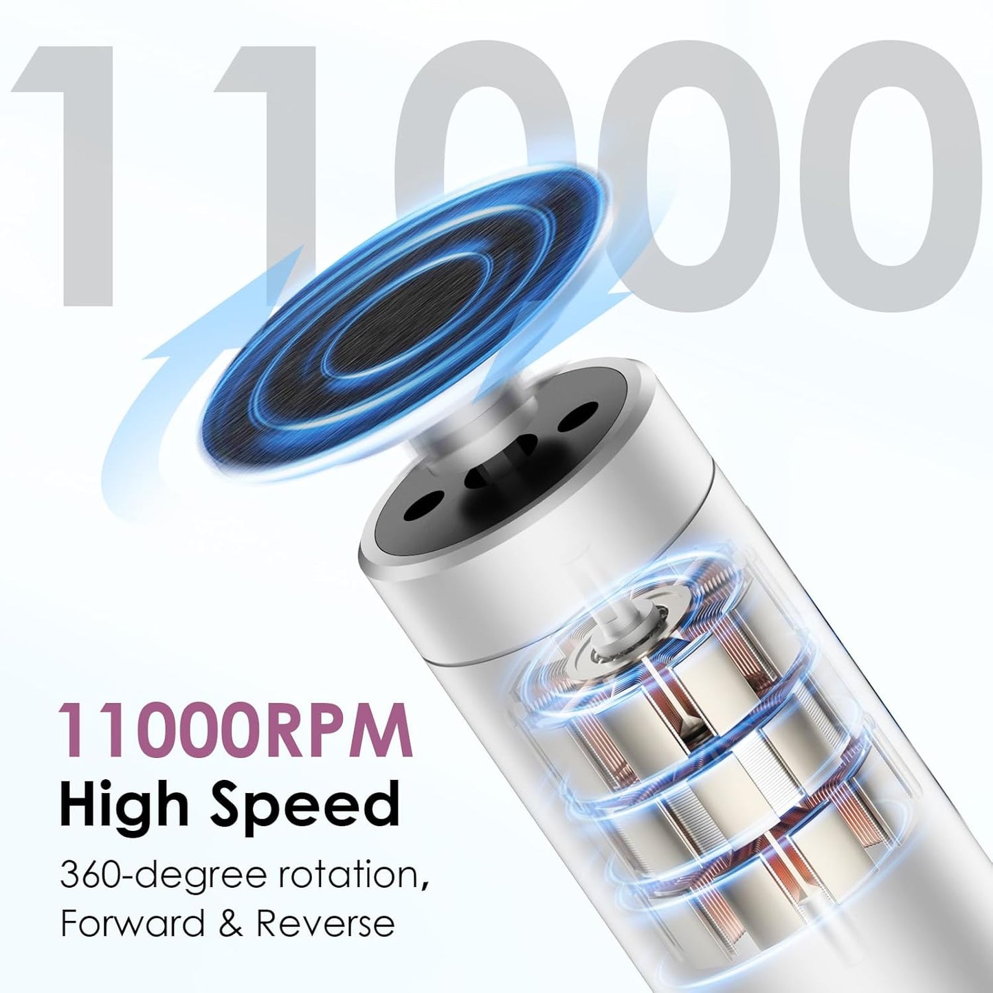 CoralBond Professional 2-in-1 Electric Foot Feet Callus Remover Silver Adjustable Portable Nail File Grinder Kit VB079