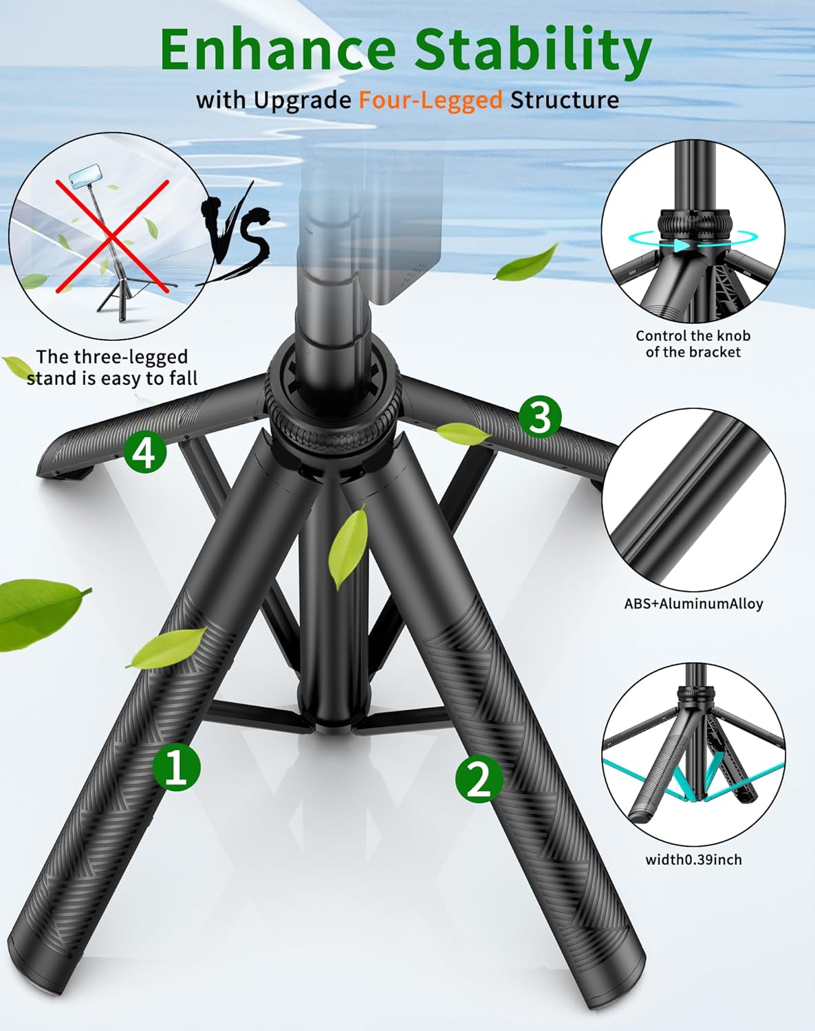 CoralBond 71" Cell Phone Tripod Selfie Stick iPhone Stand Travel Remote Controlled VB106
