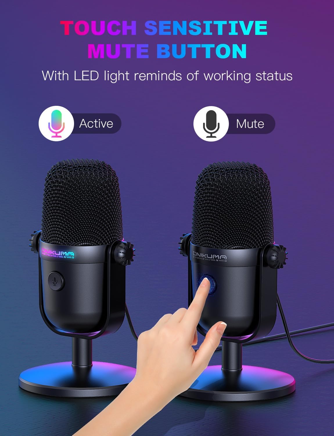 CoralBond Streaming Recording Gaming Microphone Noise Cancellation Mute Button USB Condenser Mic VB068