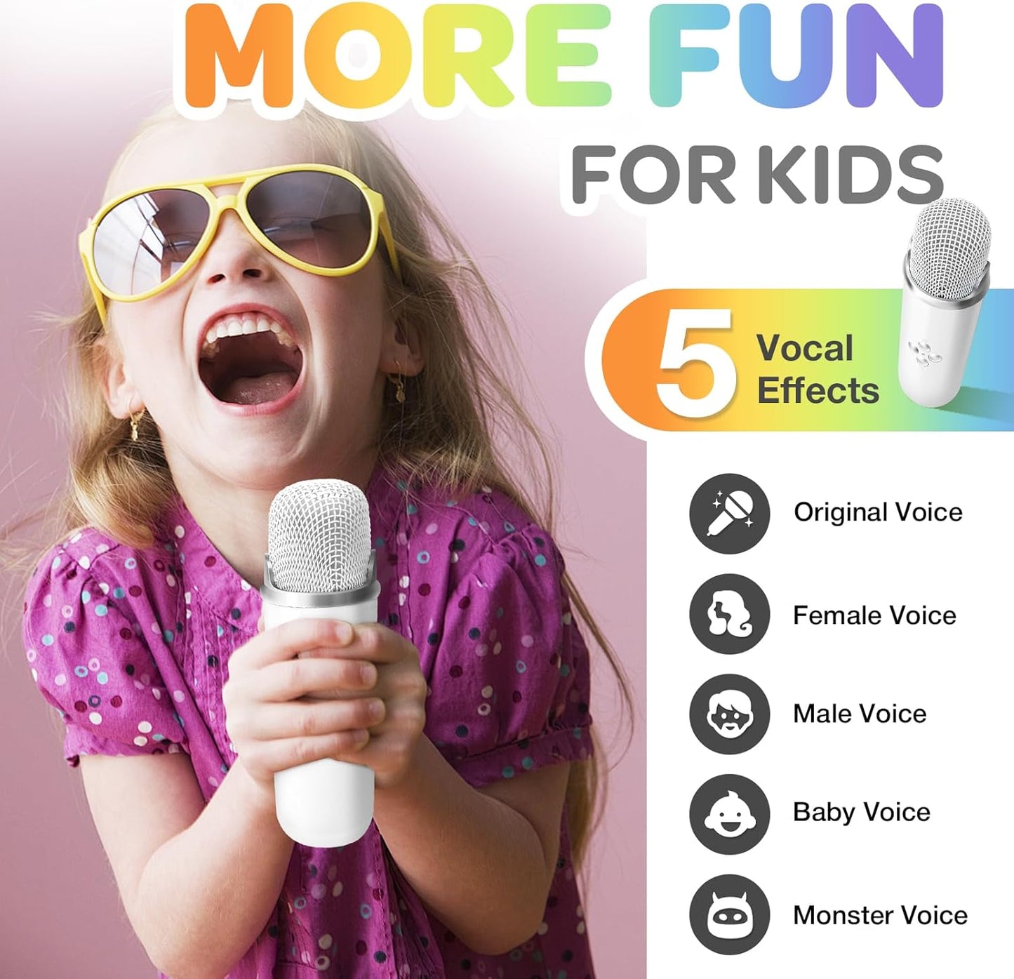 CoralBond Karaoke Machine White Best Mini 2 Wireless Bluetooth Microphones VB044