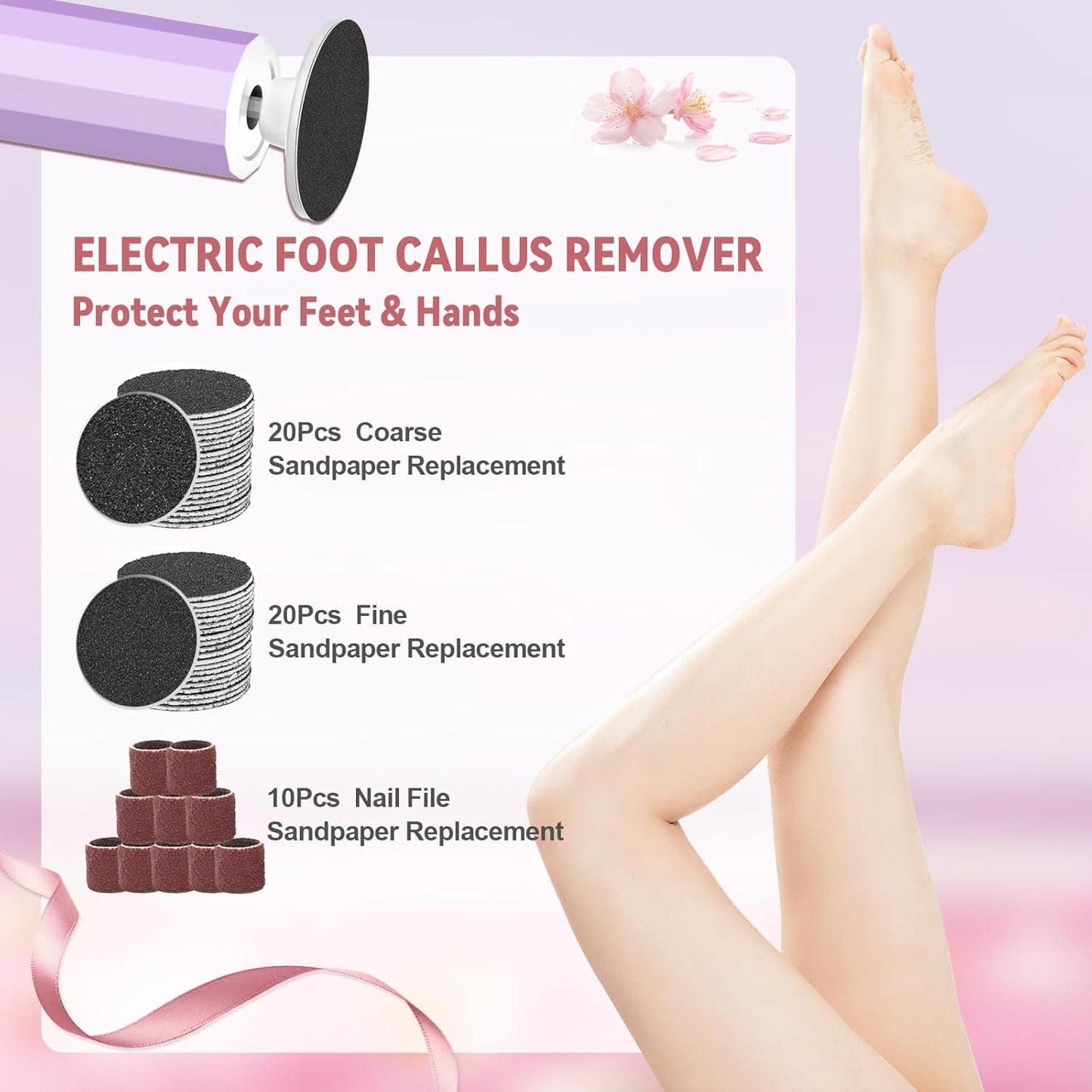 CoralBond Electric Foot Feet Callus Remover Purple Rechargeable Adjustable Speed File VB076