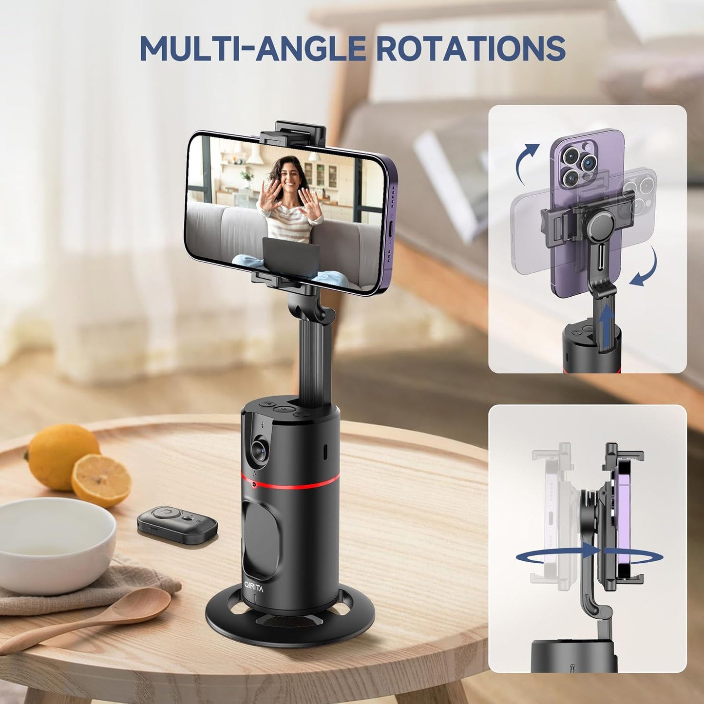 CoralBond Auto Face Tracking Smart Tripod Phone Holder Remote Controlled VB096