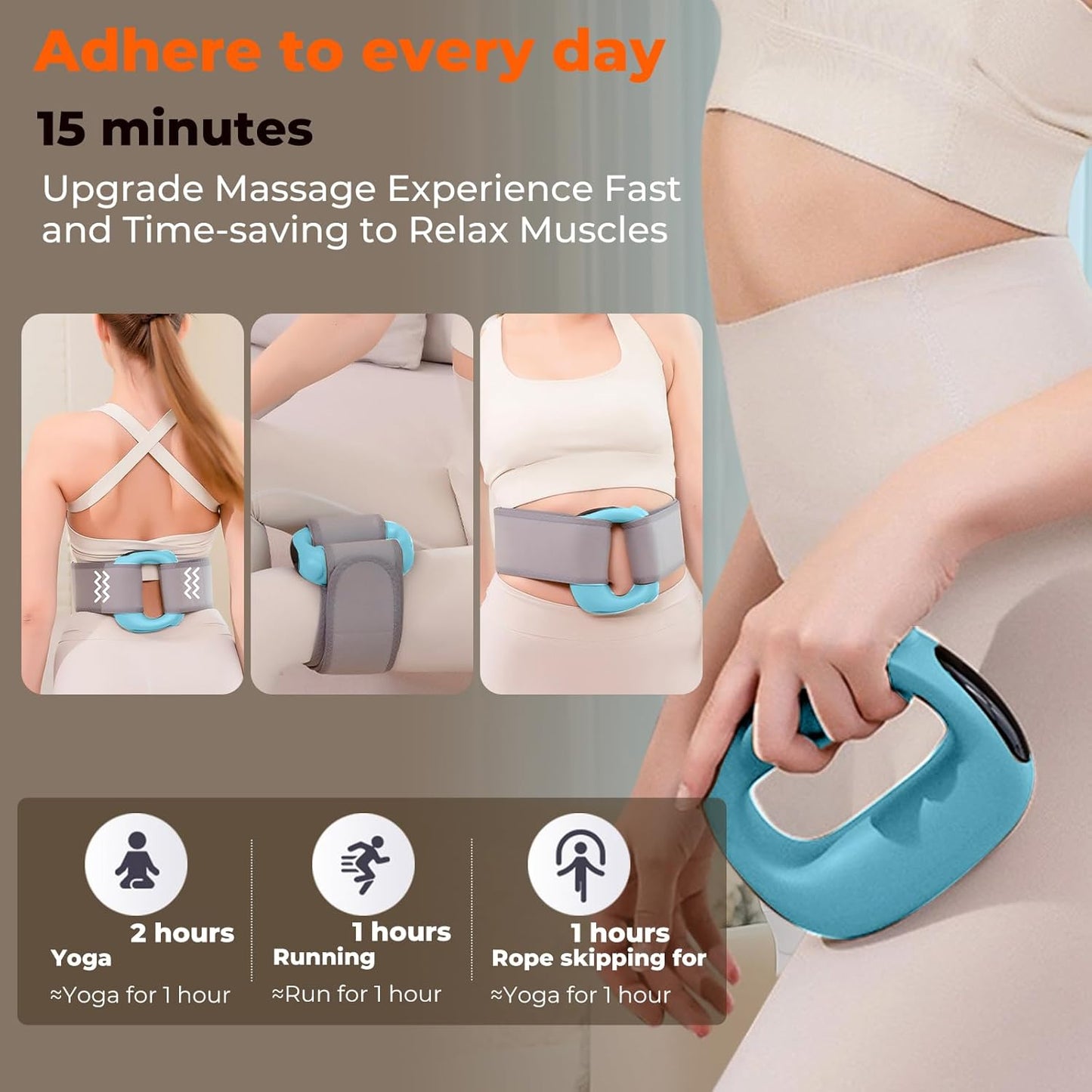 CoralBond Deep Tissue Percussion Muscle Massage Guns Blue Heat Pain Relief Adjustable Speed Intensity VB089