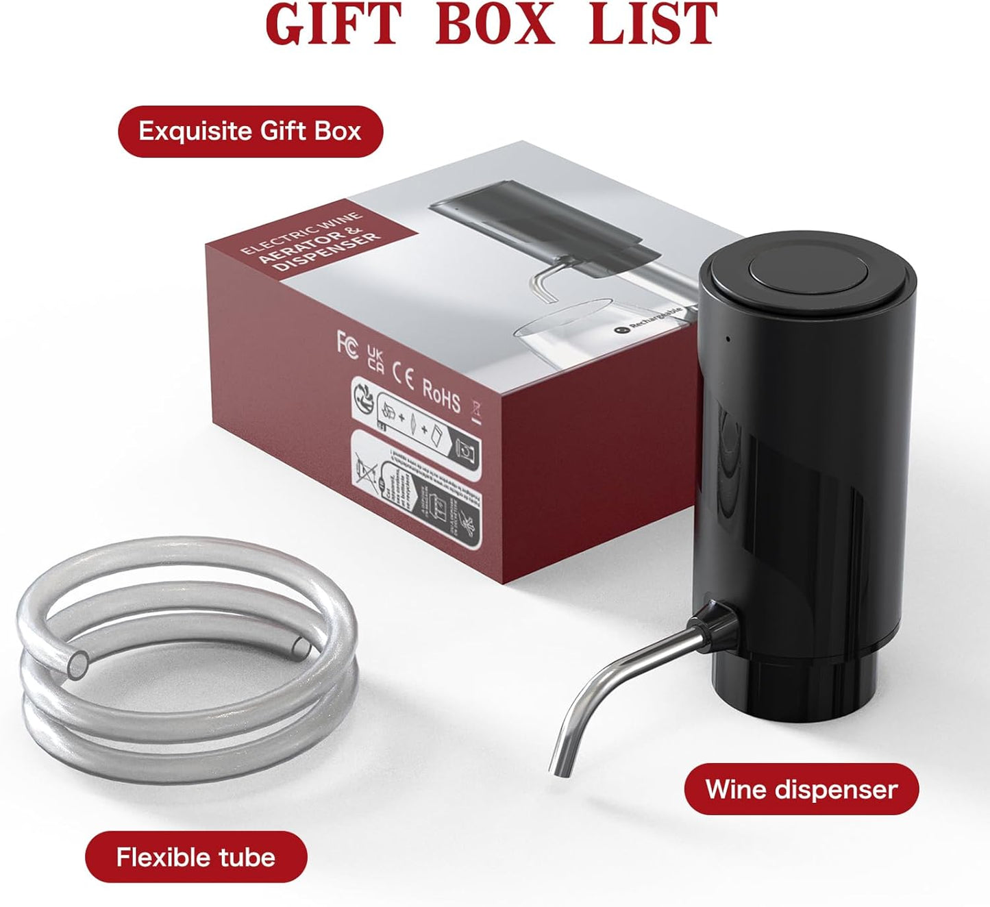CoralBond Automatic Electric Bottle Wine Aerator Decanter Pourer Dispenser USB Rechargeable VB024