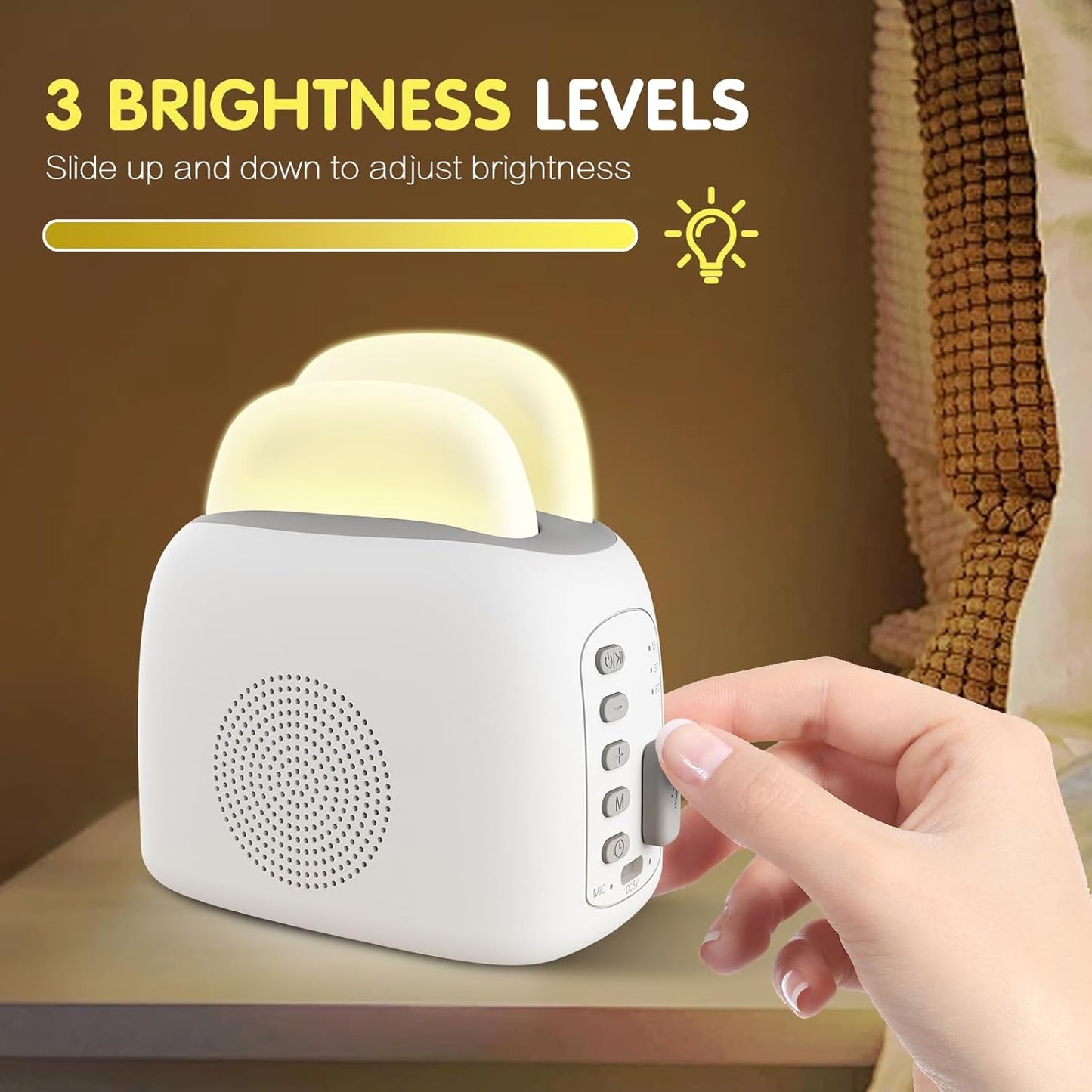 CoralBond Toast Night Light White Noise Cute Teenager Sound Machine Bluetooth Speaker Portable VB049