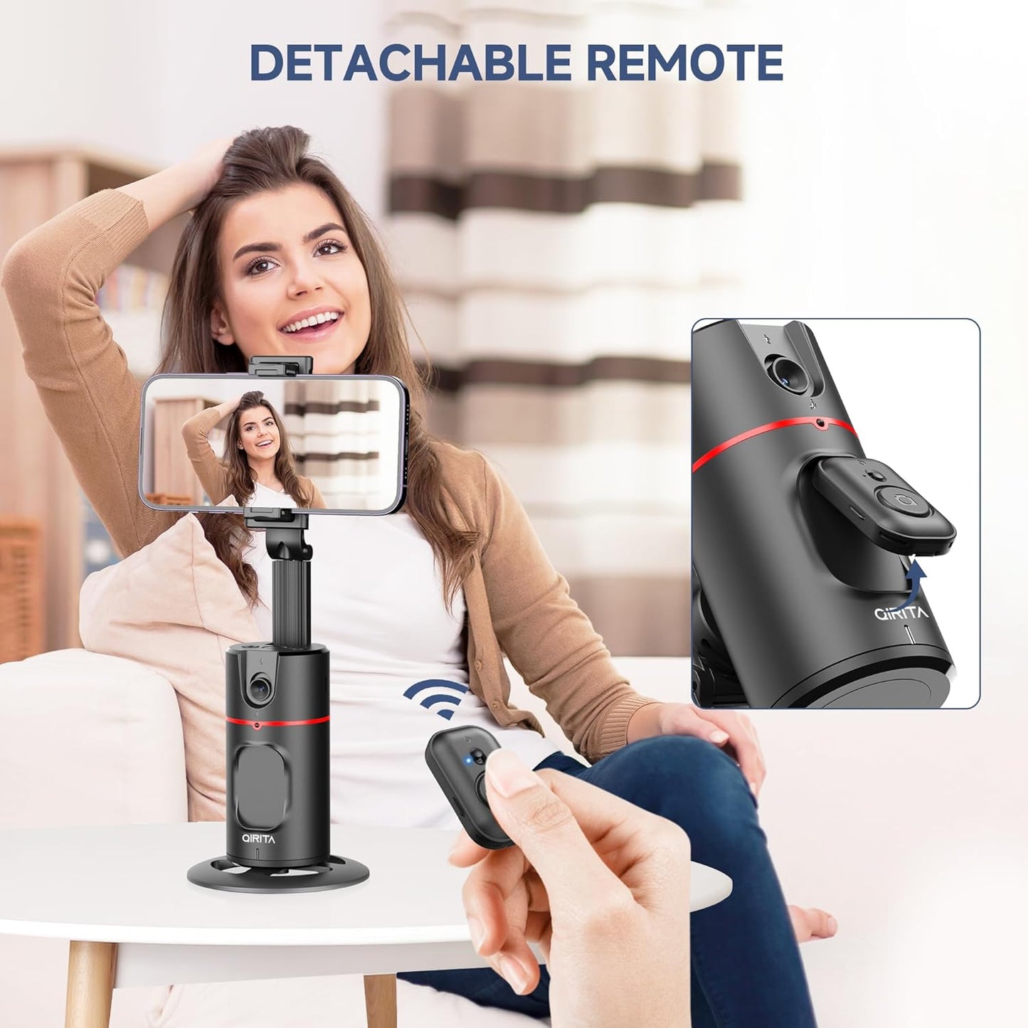 CoralBond Auto Face Tracking Smart Tripod Phone Holder Remote Controlled VB096
