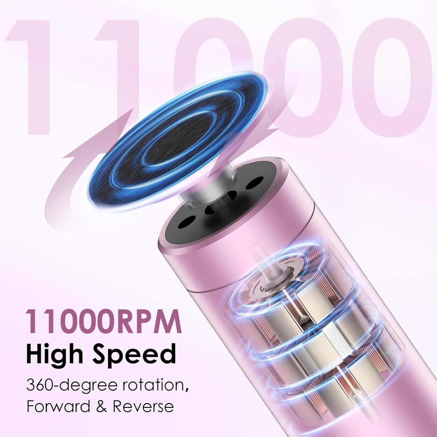 CoralBond Professional 2-in-1 Electric Foot Feet Callus Remover Rose Gold Adjustable Portable Nail File Grinder Kit VB078