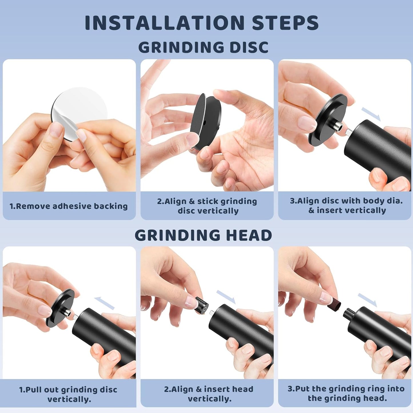 CoralBond 2-in-1 Professional Electric Callus Foot Feet Remover Matte Black Powerful File Grinder Sander Machine Adjustable Pedicure Tool VB069