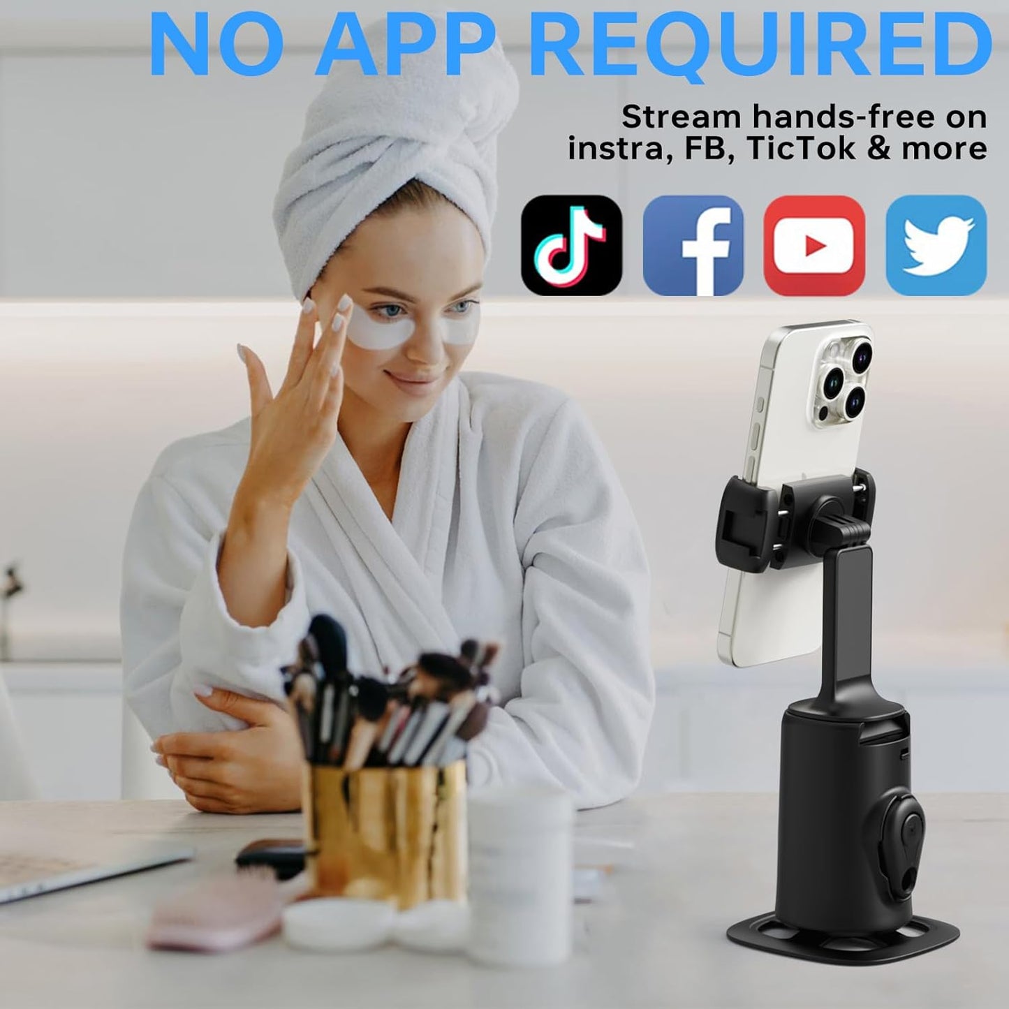 CoralBond Auto Face Tracking Smart Tripod 360° Rotation Body Phone Camera Mount Gesture Control VB102