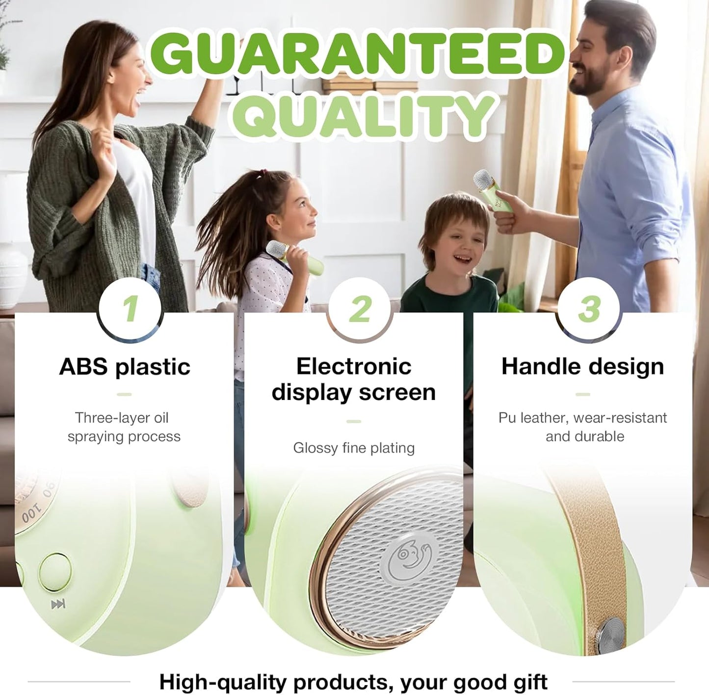 CoralBond Karaoke Machine Green Best Mini 2 Wireless Bluetooth Microphones VB042