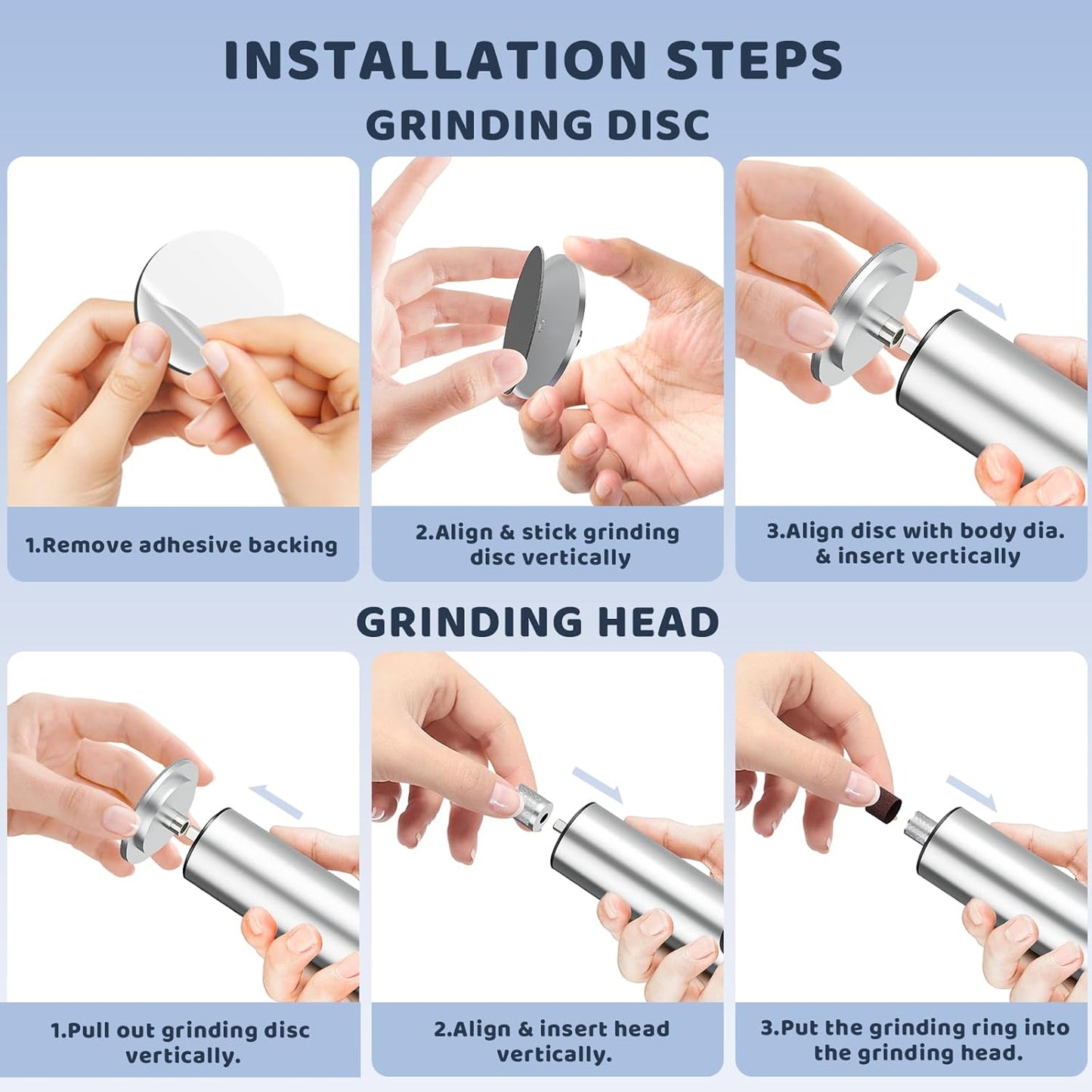 CoralBond 2-in-1 Professional Electric Foot Callus Remover Silver Powerful File Grinder Sander Machine Adjustable Pedicure Tool VB071