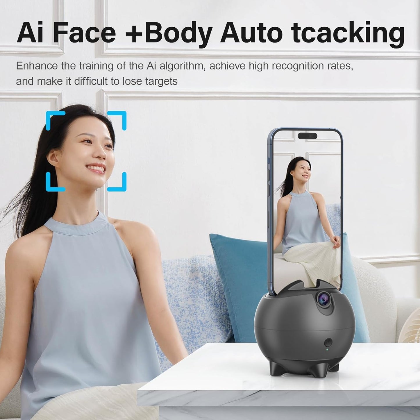 CoralBond 2025 AI Auto Face Tracking Smart Tripod 360° Rotation Intelligent Adjustable VB095
