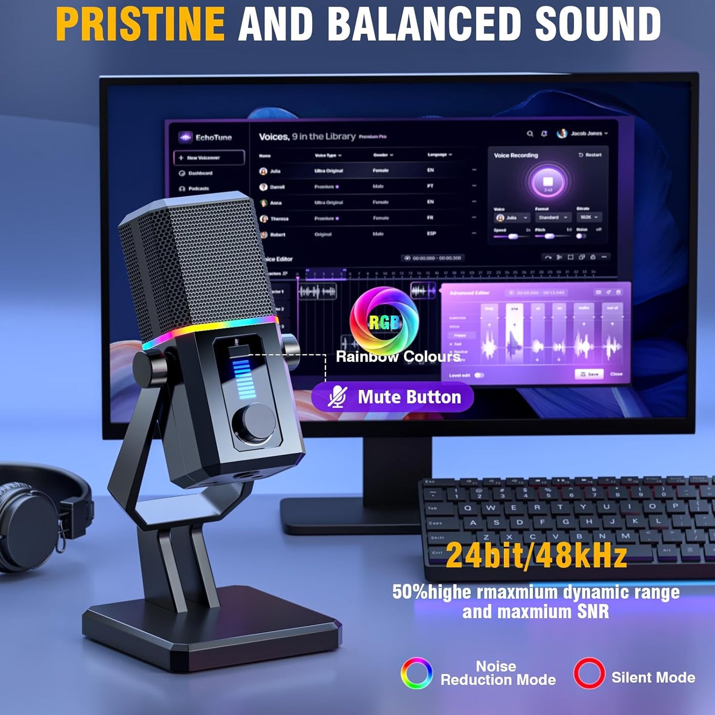 CoralBond HK2 Gaming Microphone USB Dynamic PC Computer Streaming VB037