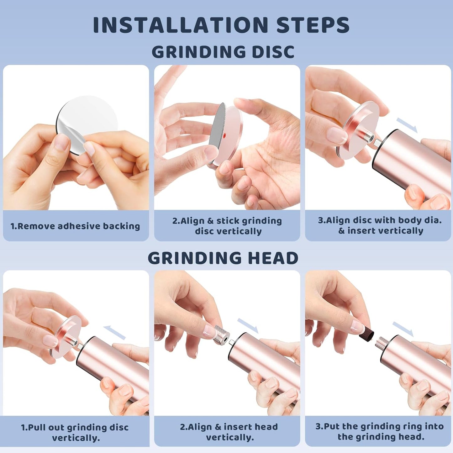 CoralBond 2-in-1 Professional Electric Foot Feet Callus Remover Rose Gold Powerful File Grinder Sander Machine Adjustable Pedicure Tool VB070