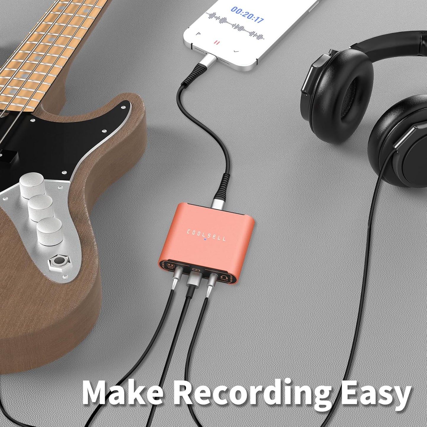 CoralBond 192kHz 24bit Audio Interface Portable USB iPhone Guitar Dual Gain Dial VB108