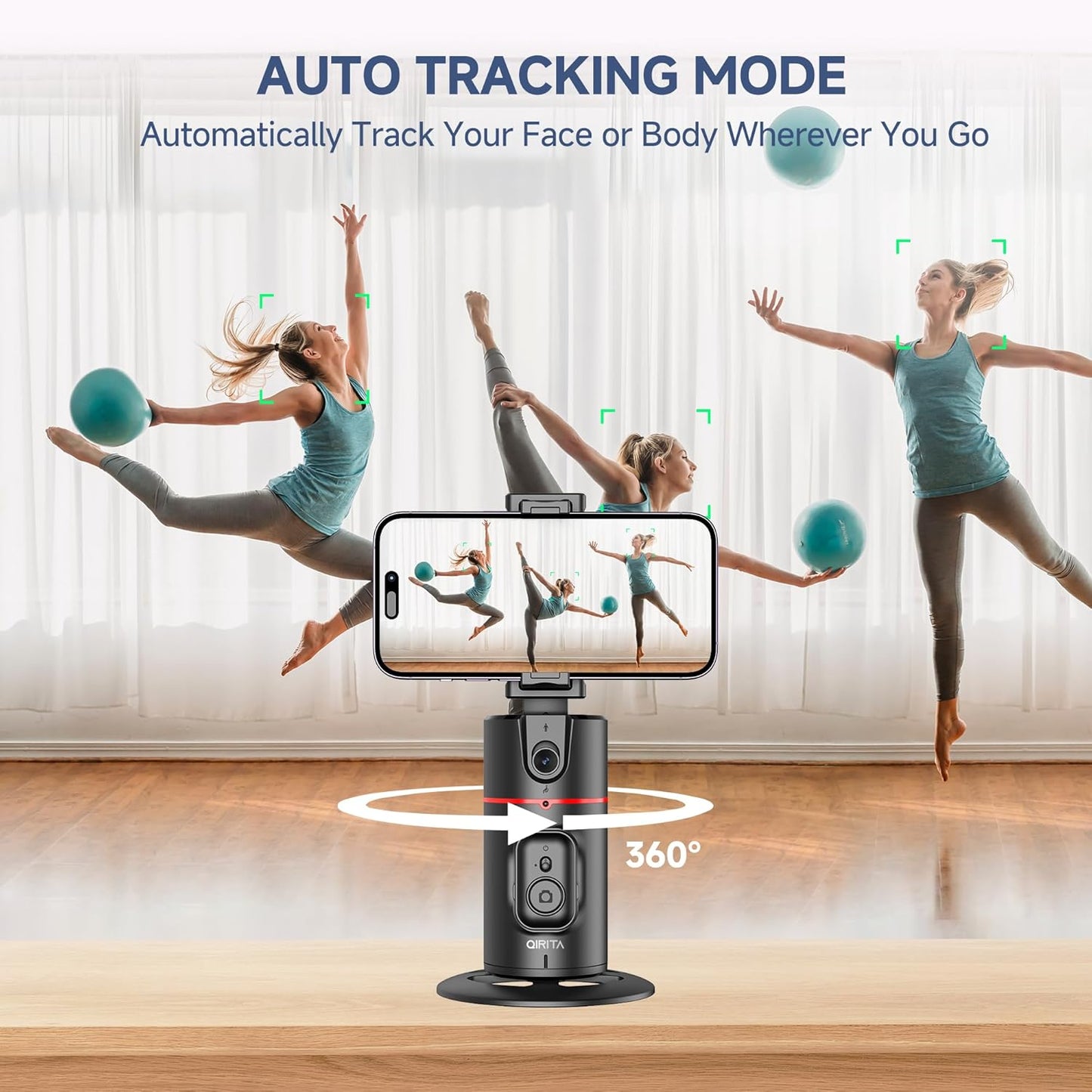 CoralBond Auto Face Tracking Smart Tripod Phone Holder Remote Controlled VB096