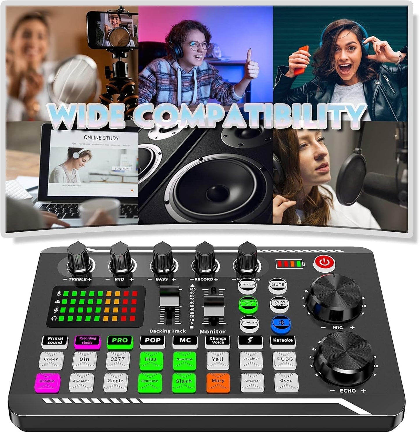 CoralBond Professional DJ Audio Mixer Live Sound Audio Interface Effects Voice Changer VB039