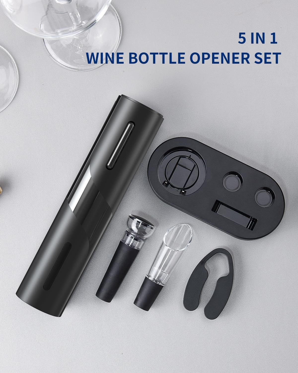 CoralBond Cordless Electric Wine Bottle Opener Corkscrew Set Rechargeable VB025