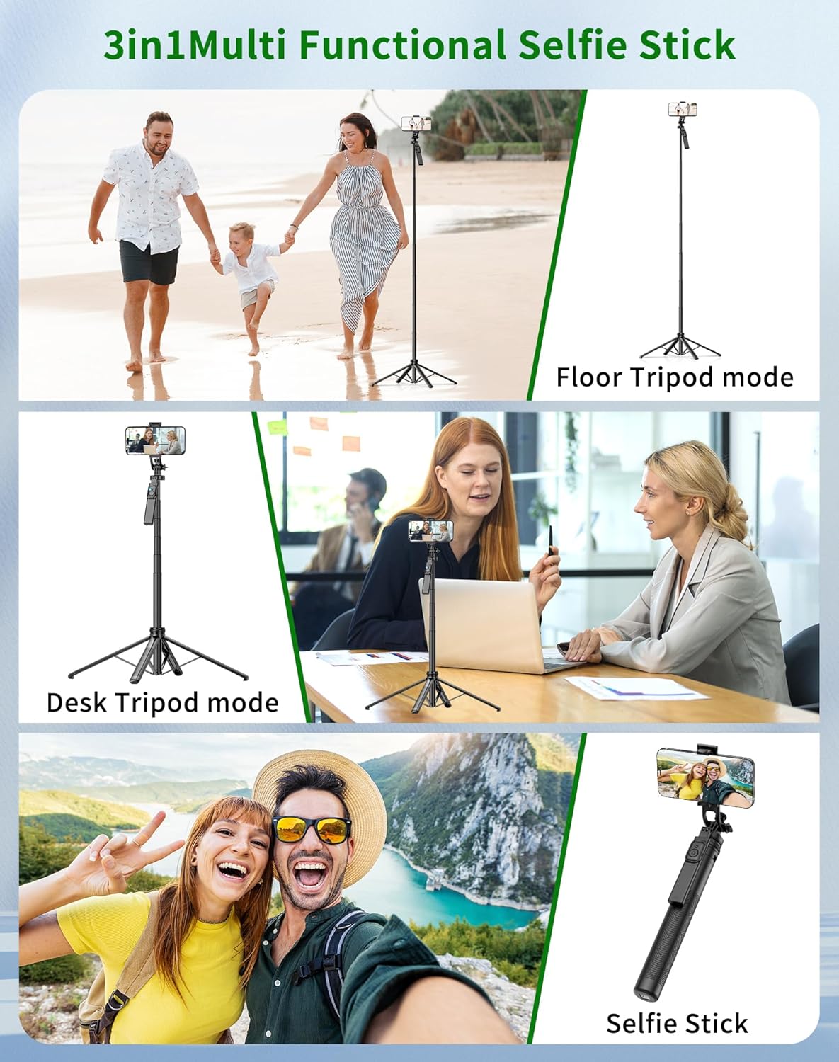 CoralBond 71" Cell Phone Tripod Selfie Stick iPhone Stand Travel Remote Controlled VB106
