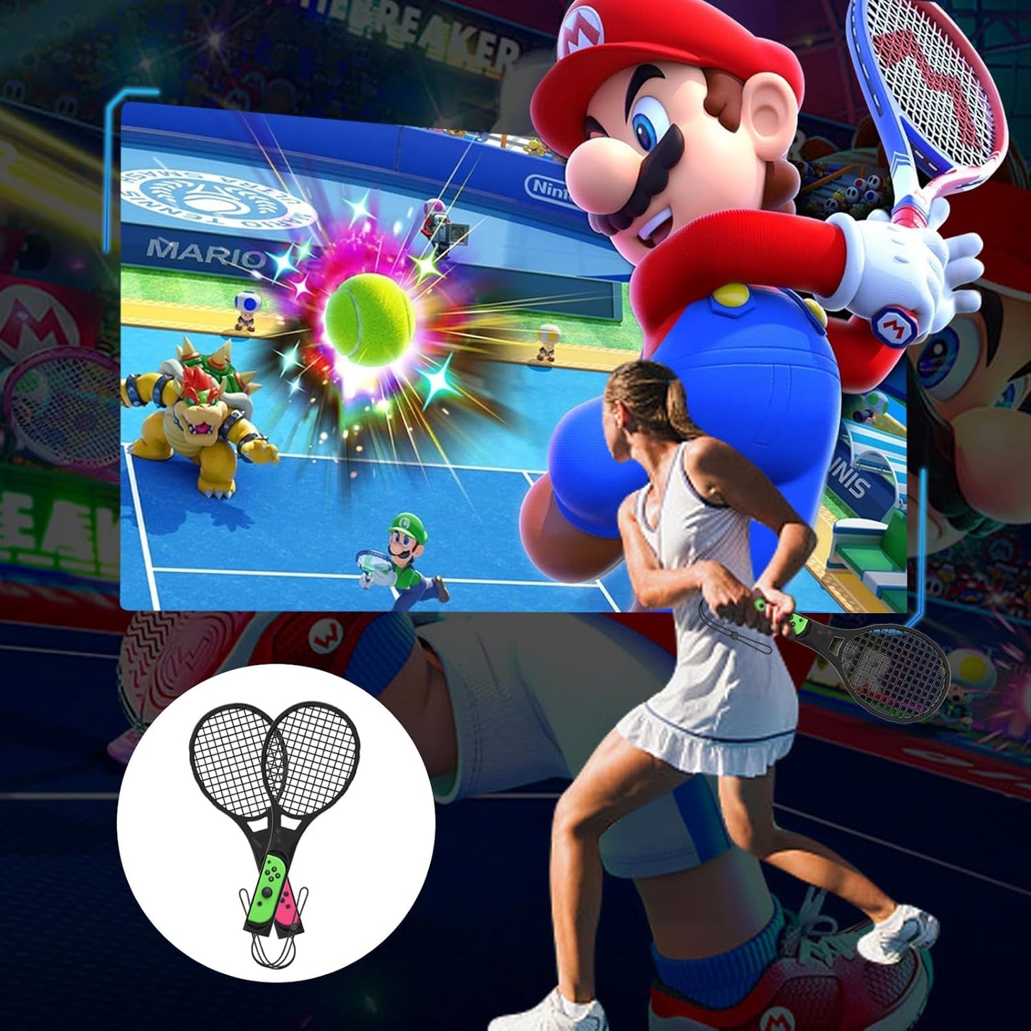 CoralBond 10-in-1 Switch Sports Accessories Bundle Family Kit Nintendo Mario Golf Games VB066