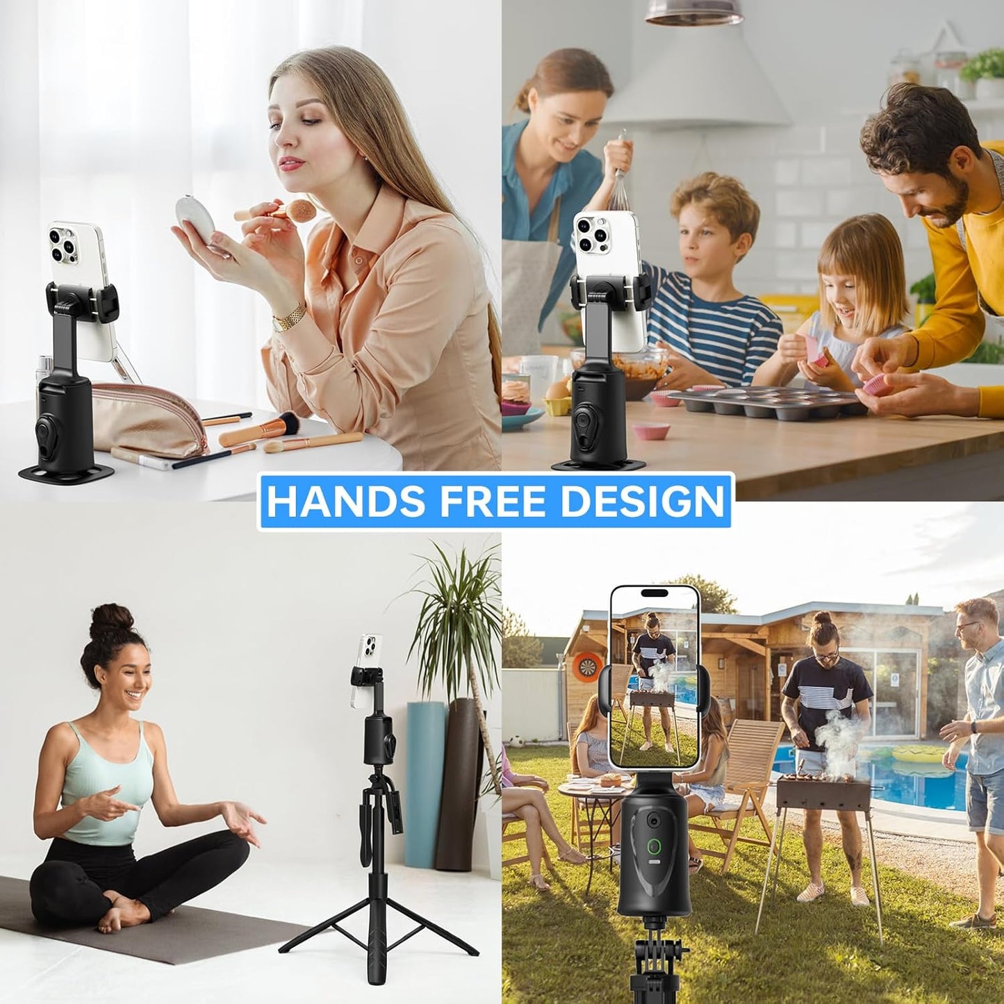 CoralBond Auto Face Tracking Smart Tripod 360° Rotation Body Phone Camera Mount Gesture Control VB102