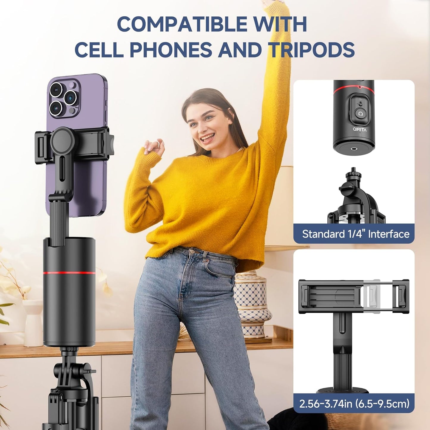 CoralBond Auto Face Tracking Smart Tripod Phone Holder Remote Controlled VB096