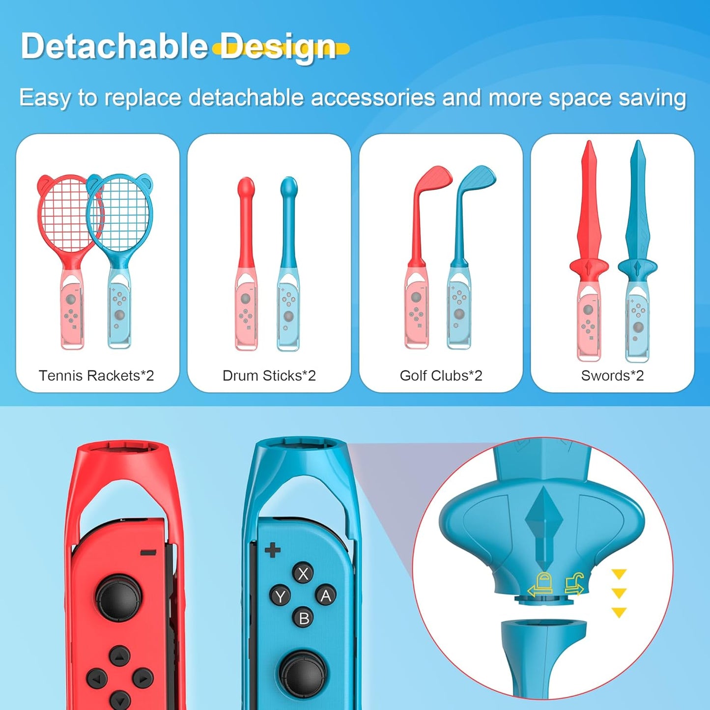 CoralBond 18-in-1 Switch Sports Accessories Bundle Games Kit Nintendo OLED Console Joy-Con VB065