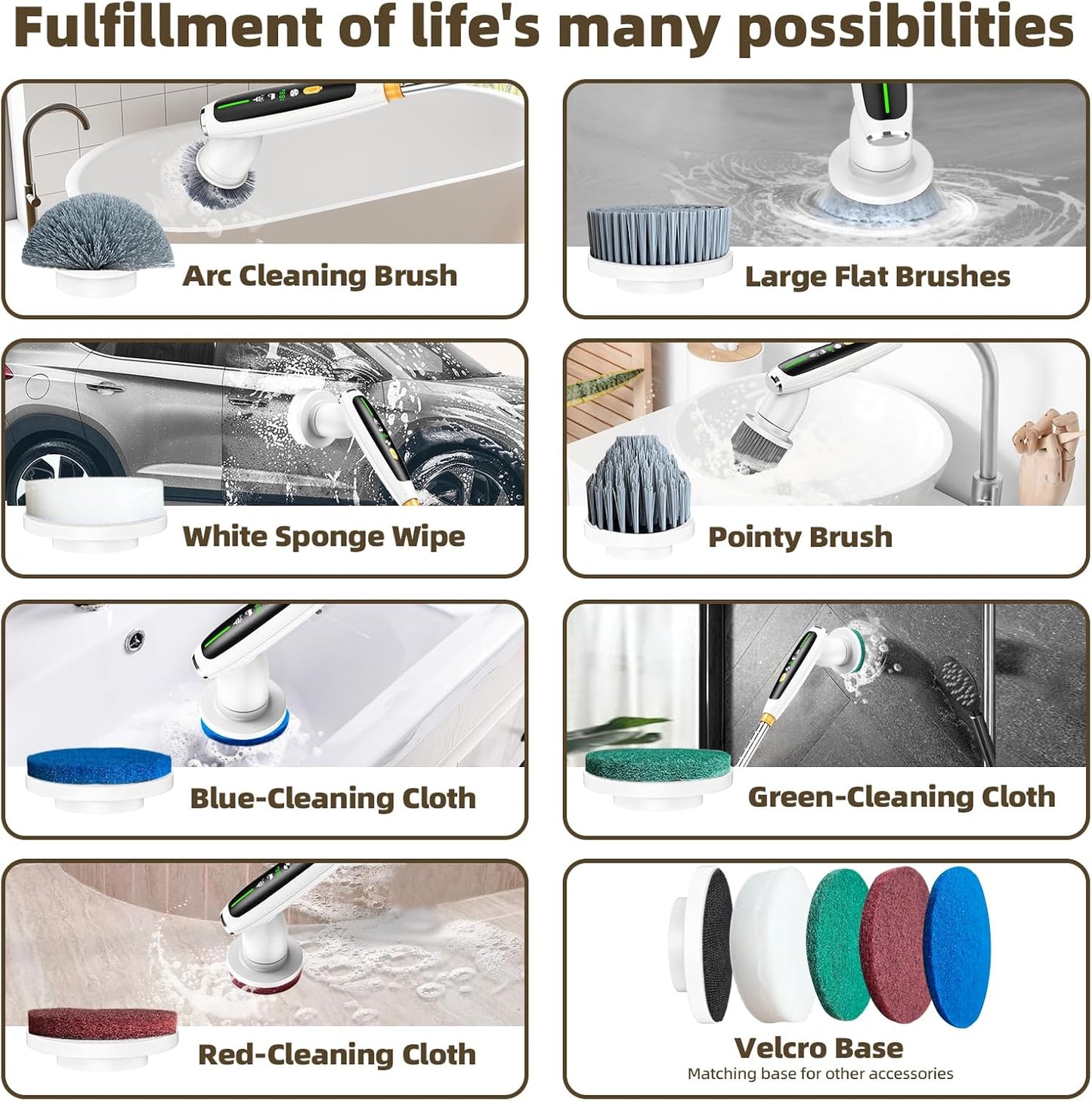 CoralBond Electric Spin Scrubber Upgraded Powerful Bathroom Brush Cleaner VB062