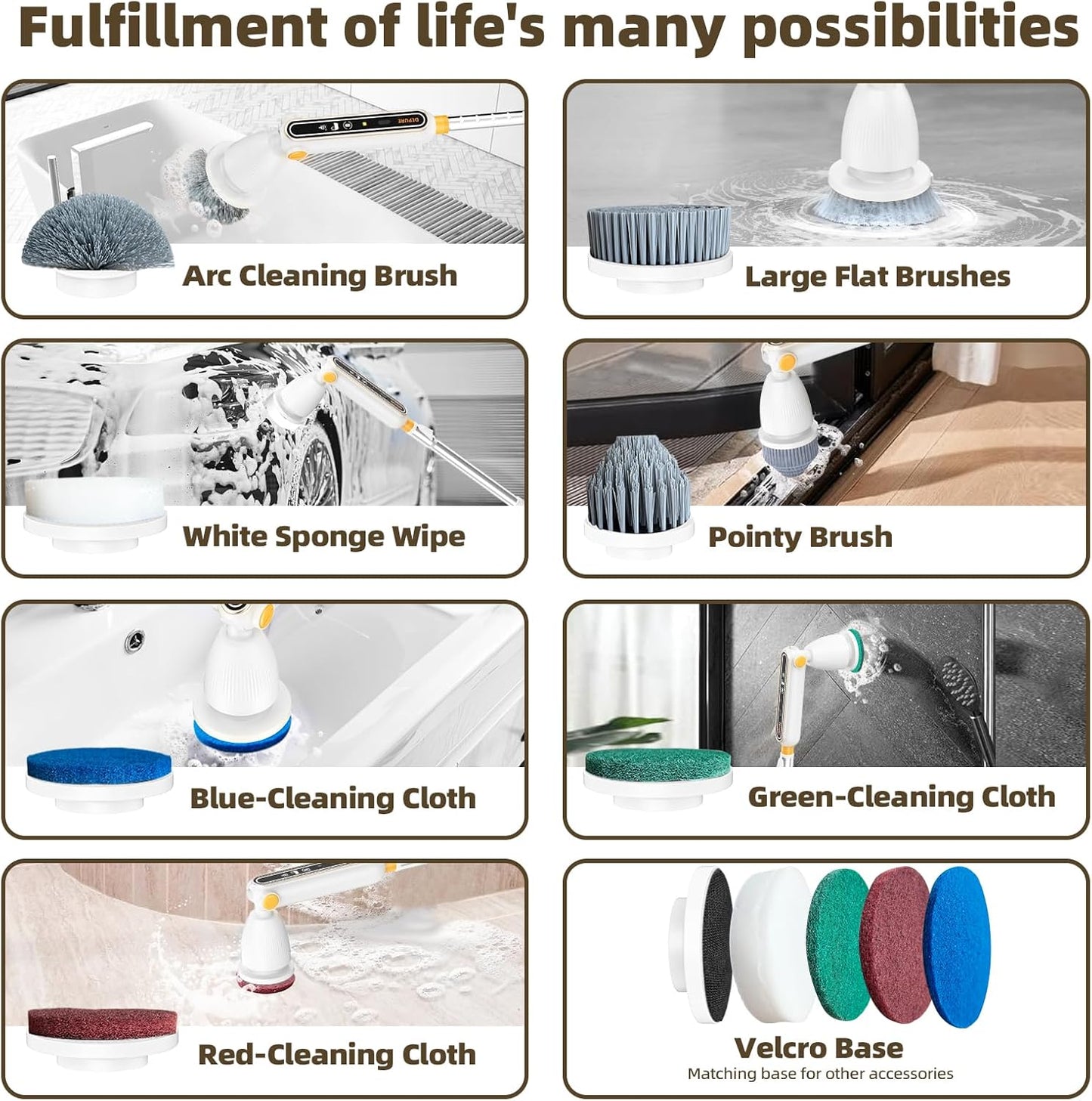 CoralBond Cordless Electric Spin Brush Scrubber Quiet Power Cleaning Cleaner VB061
