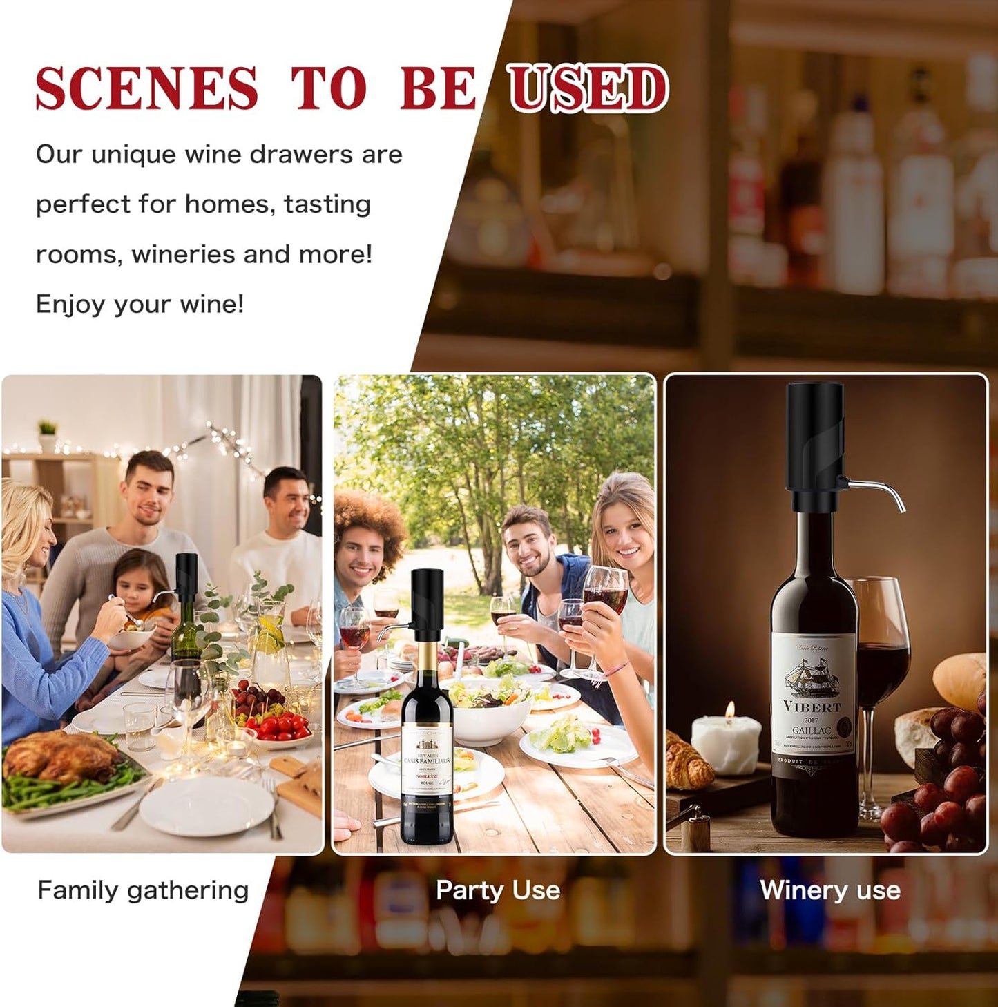 CoralBond Automatic Electric Bottle Wine Aerator Decanter Pourer Dispenser USB Rechargeable VB024