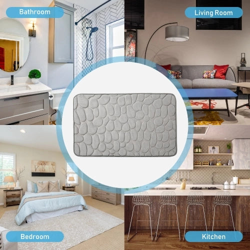 CoralBond 16"-24"Non-Slip Bath Bathroom Cobblestone Embossed Mat Rug Absorbent Washable VB010