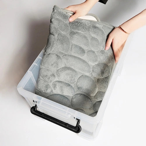 CoralBond 16"-24"Non-Slip Bath Bathroom Cobblestone Embossed Mat Rug Absorbent Washable VB010