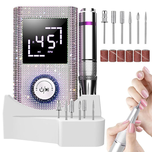 CoralBond Electric Nail Drill 45000 RPM Cordless Portable Rechargeable Diamond E-File Low Noise