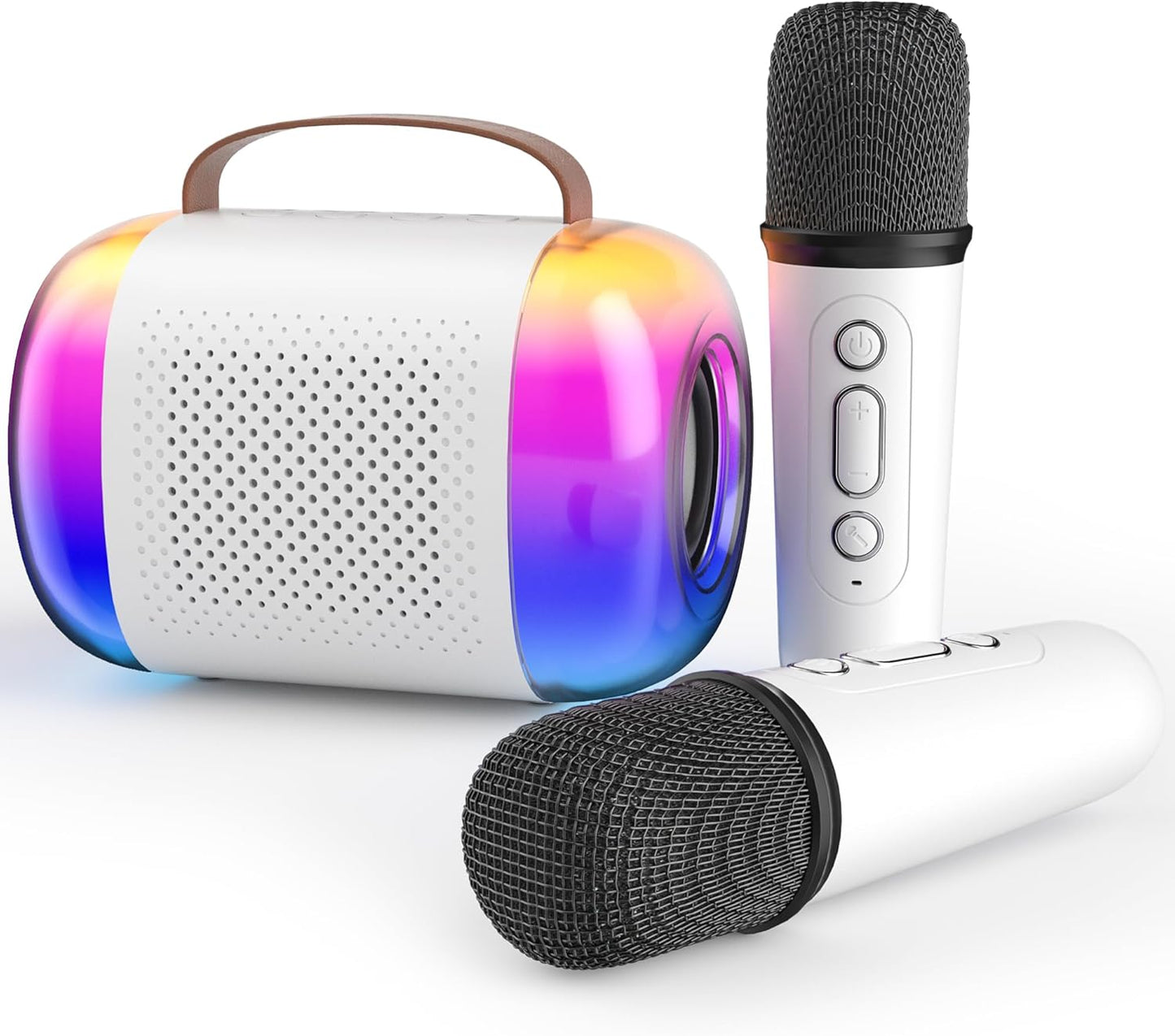 CoralBond Portable Mini Karaoke Machine 2 Wireless Microphones LED Home Party VB020
