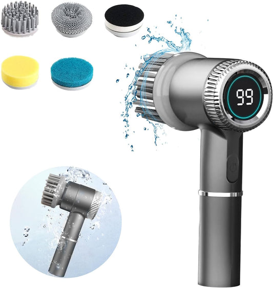 CoralBond Cordless Electric Rotary Floor Scrubber 6 Cleaning Brush Replaceable Heads VB059