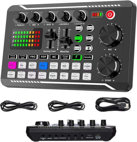 CoralBond Professional DJ Audio Mixer Live Sound Audio Interface Effects Voice Changer VB039
