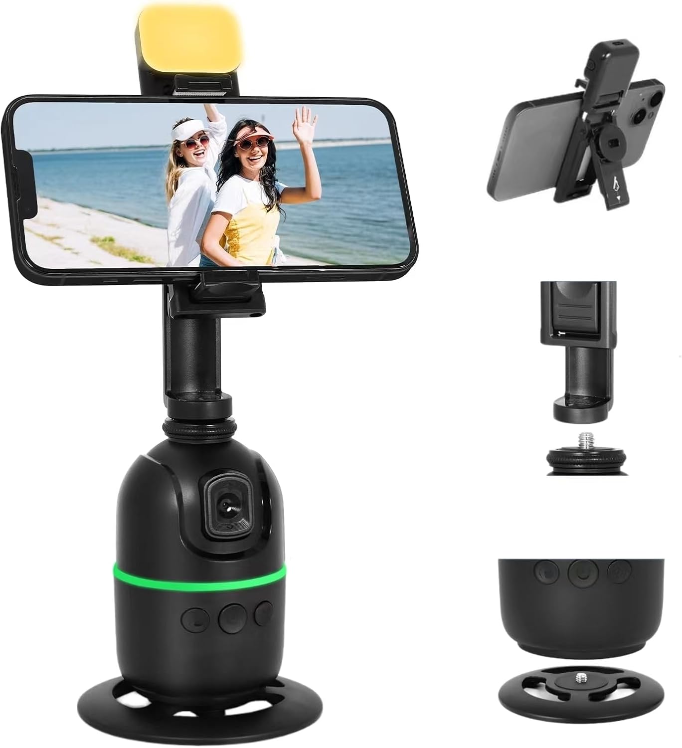 CoralBond  Auto Face Body Tracking Smart Tripod 360° Rotation Phone Holder Fill Light Stand VB099