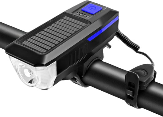 CoralBond Solar USB Bike Horn Headlight Dual Charging Light High Brightness Waterproof Ideal VB113