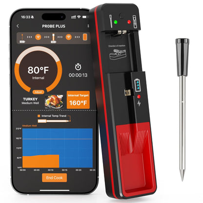 CoralBond 500FT Wireless Bluetooth Digital Meat Food Cooking Thermometer Thin Probe VB016