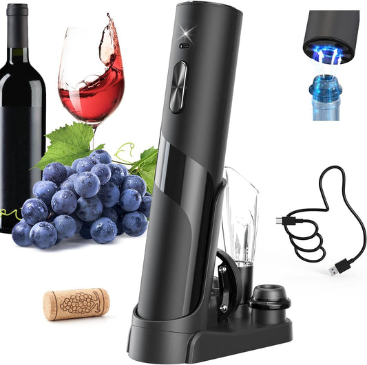 CoralBond 7-in-1 Electric Wine Bottle Opener Rechargeable Gift Set Vacuum Pump VB026