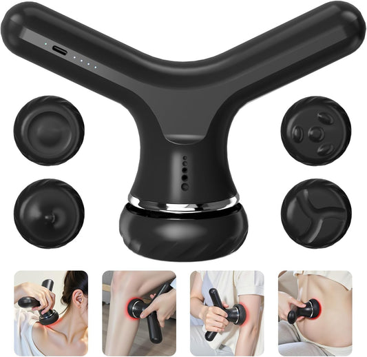CoralBond 2-in-1 Cordless Deep Tissue Electric Massage Gun Handheld Muscle Neck Massager VB091