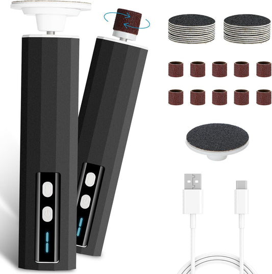 CoralBond Electric Foot Feet Callus Remover Black Rechargeable Adjustable Speed File VB074