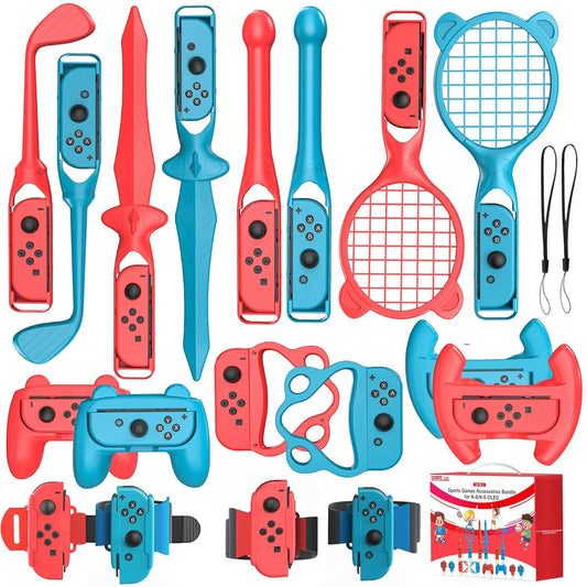 CoralBond 18-in-1 Switch Sports Accessories Bundle Games Kit Nintendo OLED Console Joy-Con VB065