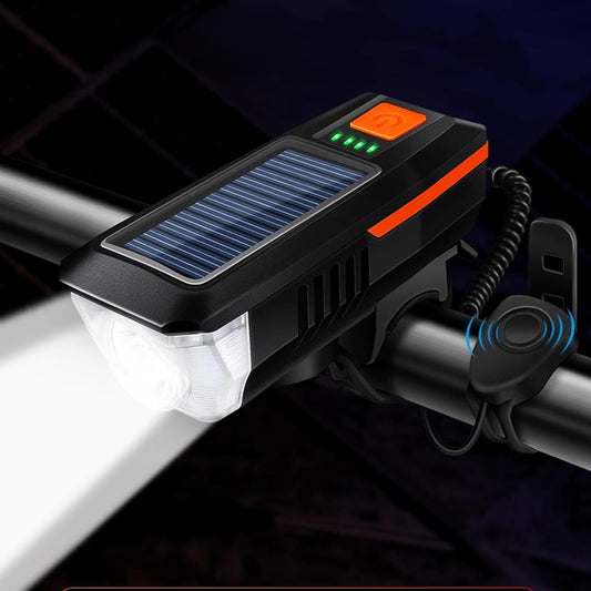 CoralBond Solar USB Bike Horn Headlight Dual Charging Light High Brightness Waterproof Ideal VB116