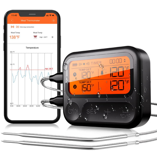 CoralBond Wireless Bluetooth Digital Meat Thermometer Grilling Smoking Dual Probe VB018