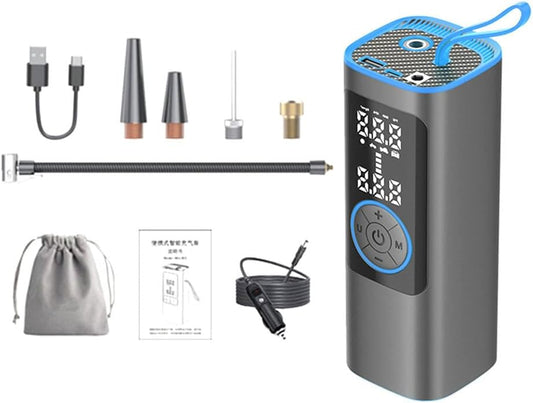 CoralBond 150 PSI Wireless Tire Inflator Air Compressor Blue Pressure Gauge Fast Emergency Tool VB006