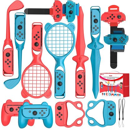 CoralBond 14-in-1 Switch Sports Accessories Bundle Games Kit Nintendo OLED Console Joy-Con VB064