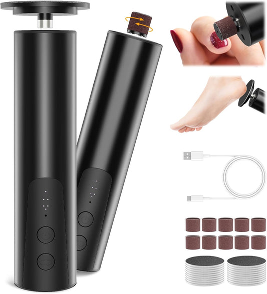 CoralBond 2-in-1 Professional Electric Callus Foot Feet Remover Matte Black Powerful File Grinder Sander Machine Adjustable Pedicure Tool VB069